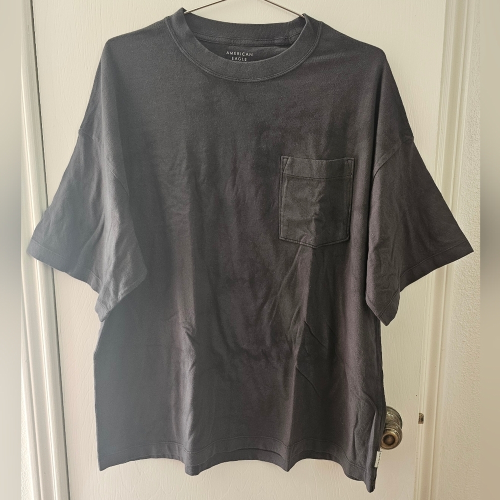 American Eagle Black Super Soft Oversized Fit T-Shirt - Medium